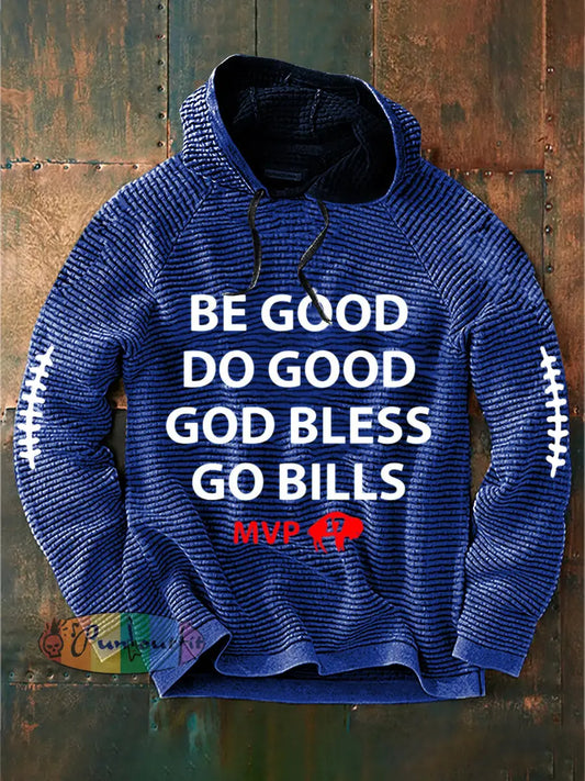 Men’s Football Lover Buffalo Printed Hoodie Blue / S
