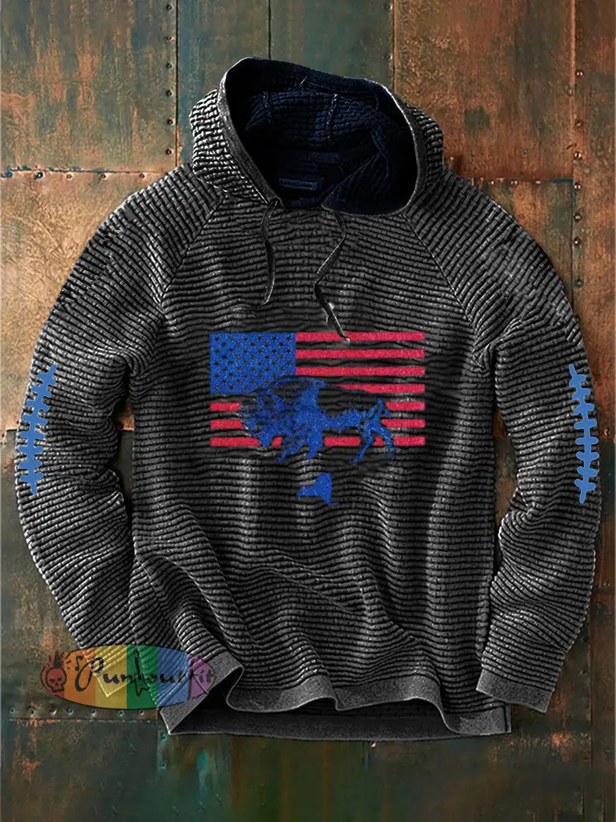 Men’s Football Lover Buffalo Printed Hoodie Gray / S