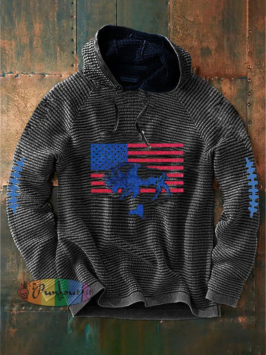 Men’s Football Lover Buffalo Printed Hoodie Gray / S