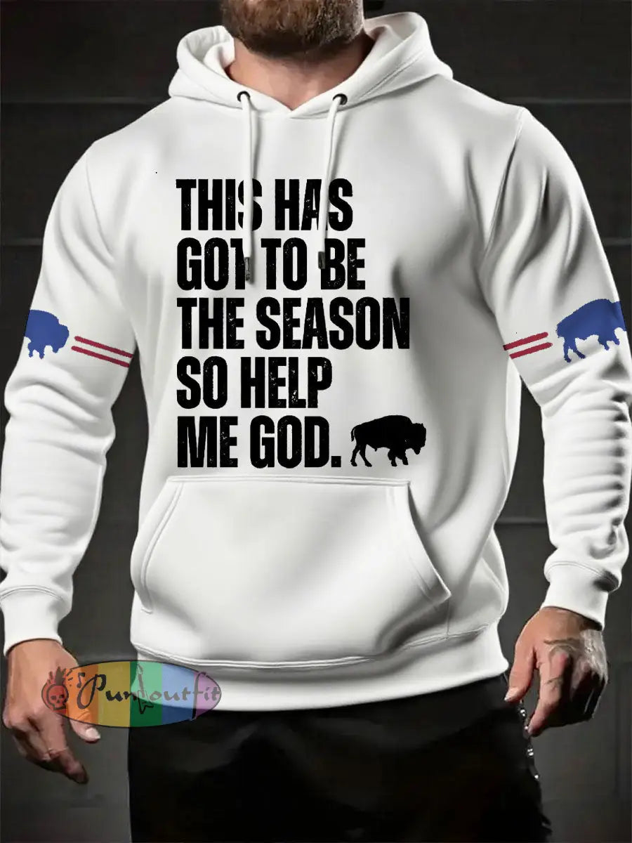 Men’s Football Lover Buffalo Printed Hoodie White / S