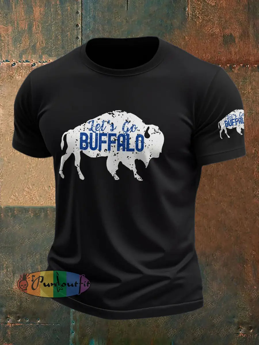 Men’s Football Lover Buffalo Printed T shirt Black / S