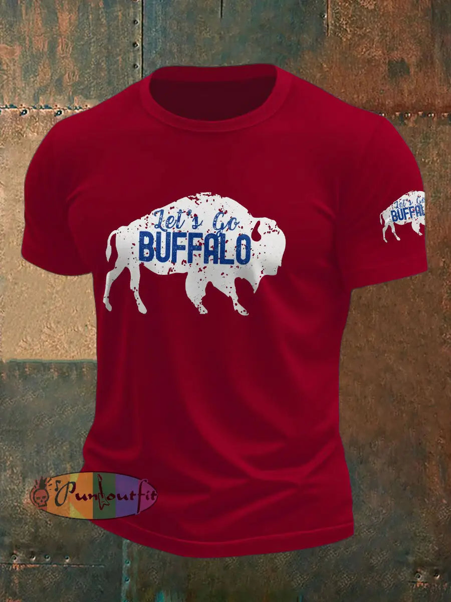 Men’s Football Lover Buffalo Printed T shirt Deep Red / S