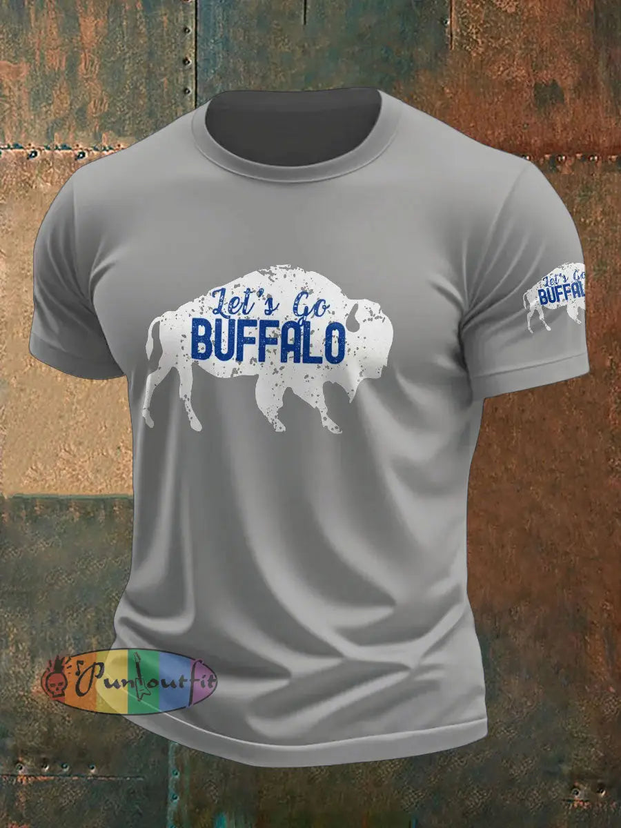 Men’s Football Lover Buffalo Printed T shirt Light Gray / S