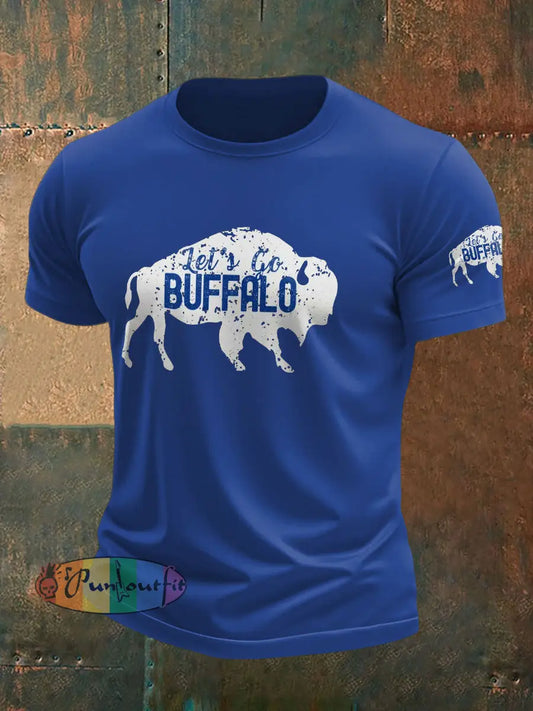 Men’s Football Lover Buffalo Printed T shirt Royal Blue / S