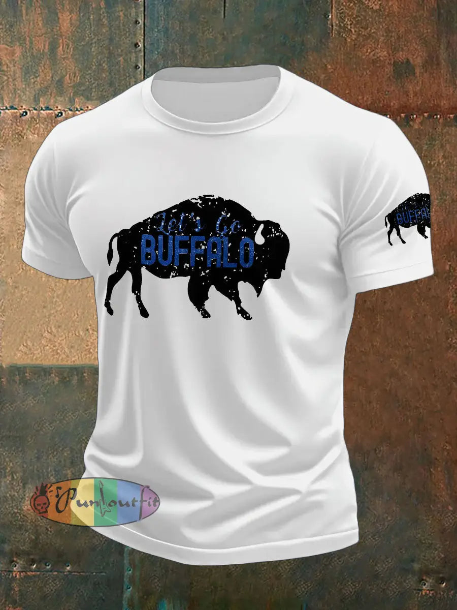 Men’s Football Lover Buffalo Printed T shirt White / S