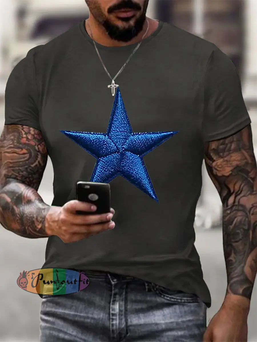 Men’s Football Print Casual T Shirt Dark Gray / S