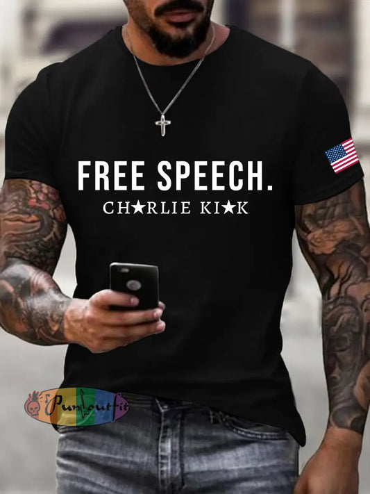Men’s Free Speech Print T-shirt Black / S