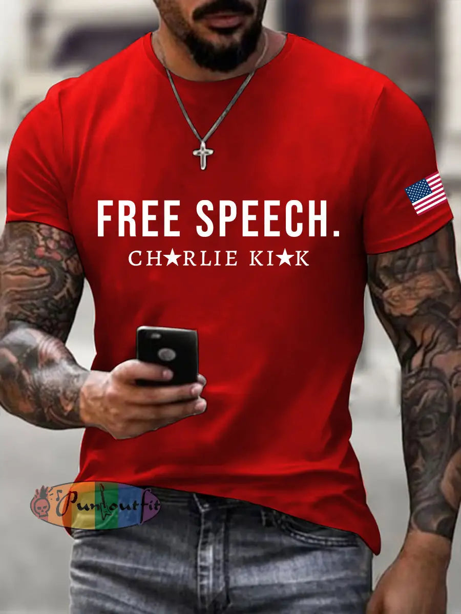 Men’s Free Speech Print T-shirt Red / S