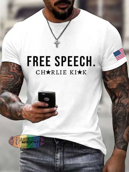 Men’s Free Speech Print T-shirt White / S