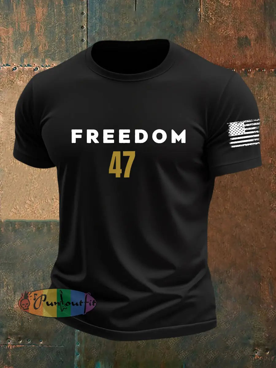 Men’s Freedom 47 Flag Short Sleeve T-shirt Black / S