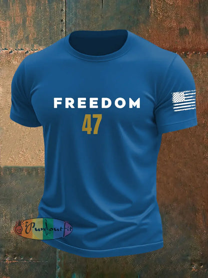 Men’s Freedom 47 Flag Short Sleeve T-shirt Blue / S