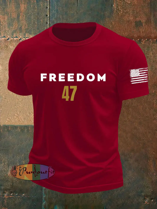 Men’s Freedom 47 Flag Short Sleeve T-shirt Deep Red / S