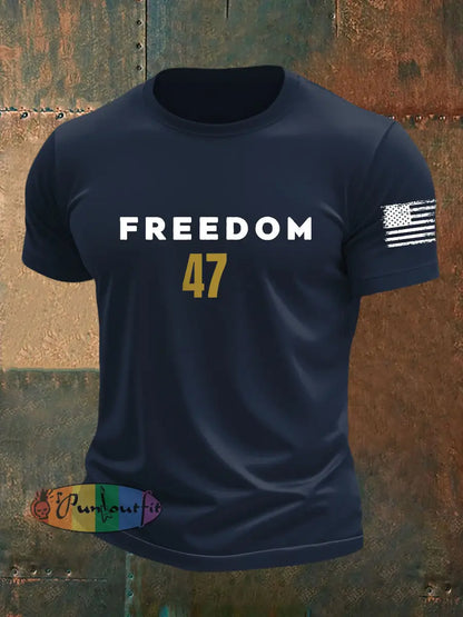 Men’s Freedom 47 Flag Short Sleeve T-shirt Navy Blue / S