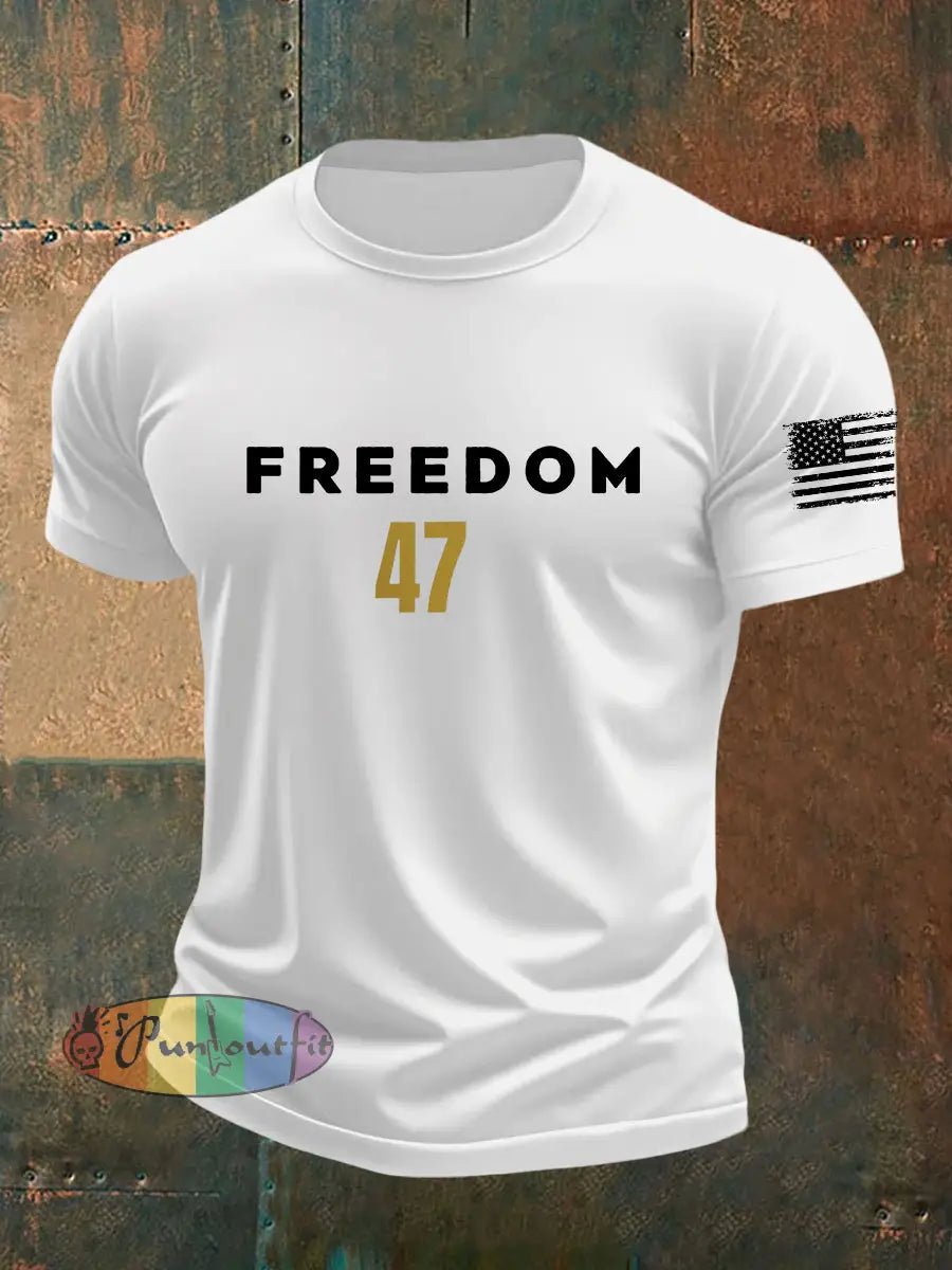 Men’s Freedom 47 Flag Short Sleeve T-shirt White / S