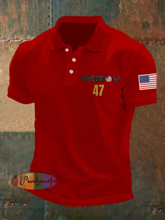 Men’s Freedom 47 Flag Short Sleeve Top Red / S