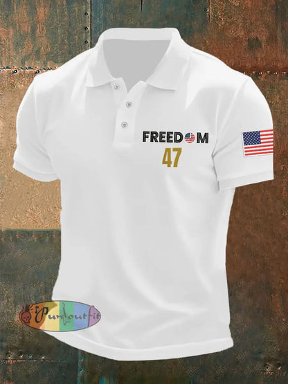 Men’s Freedom 47 Flag Short Sleeve Top White / S