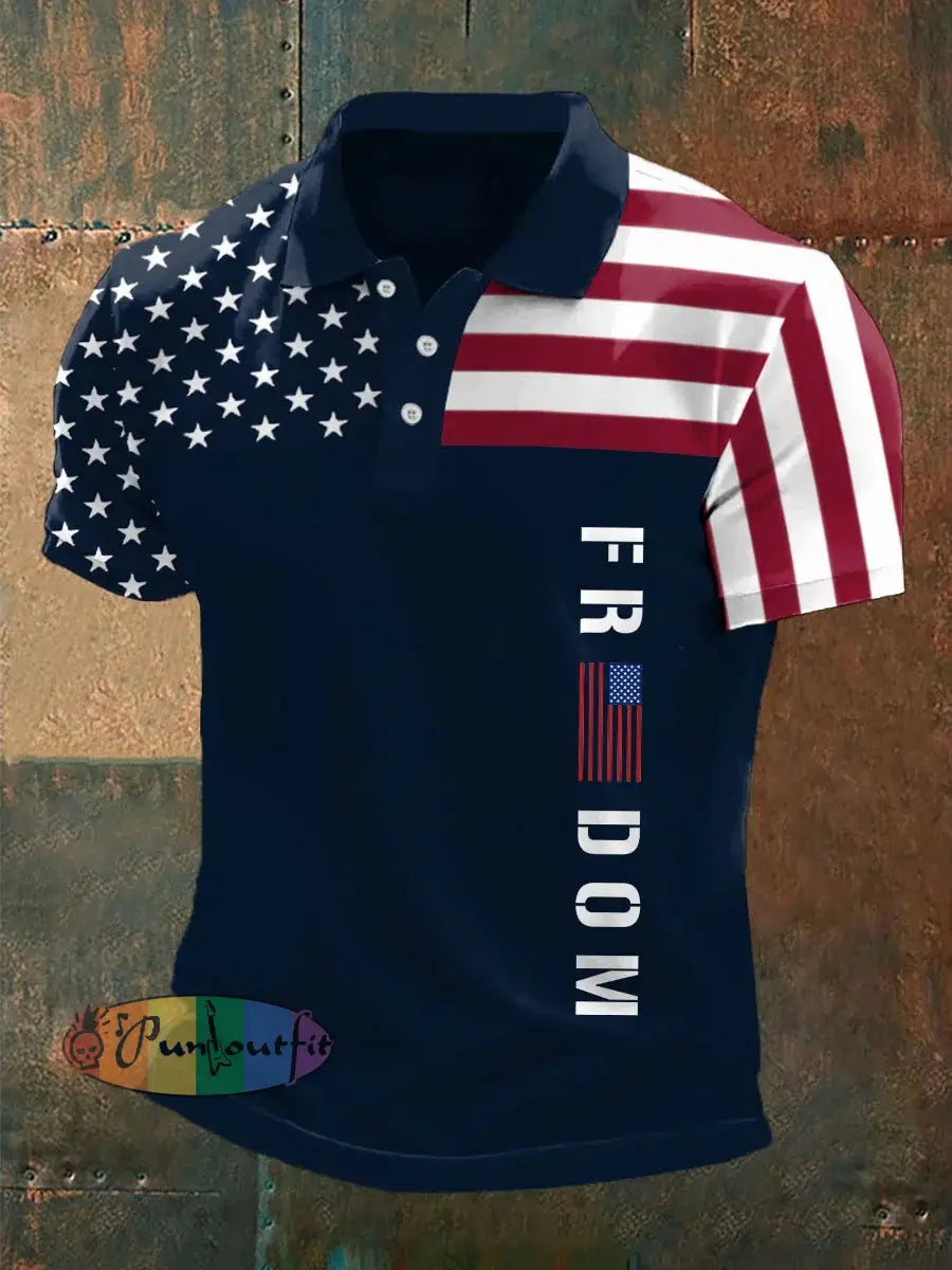 Men’s Freedom Charlie Kirk Printed Shirt Navy Blue / S
