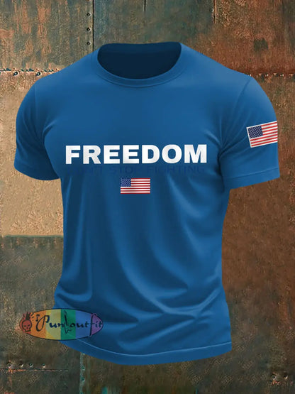 Men’s Freedom Don’t Stop Fighting R.I.P Charlie Kirk Tee Blue / S