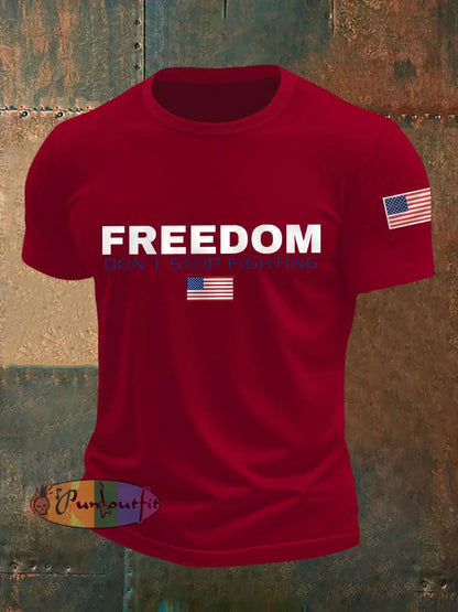 Men’s Freedom Don’t Stop Fighting R.I.P Charlie Kirk Tee Deep Red / S