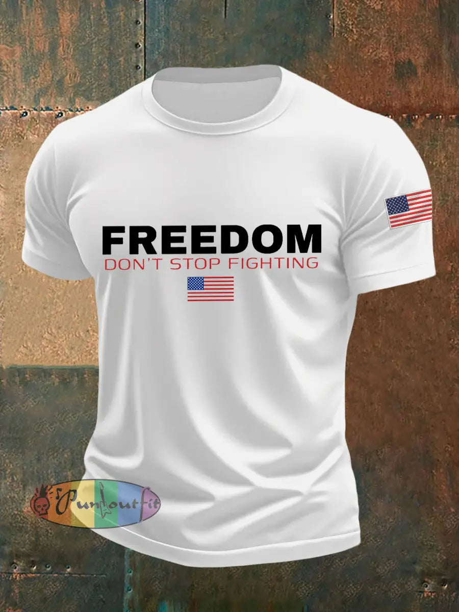 Men’s Freedom Don’t Stop Fighting R.I.P Charlie Kirk Tee White / S