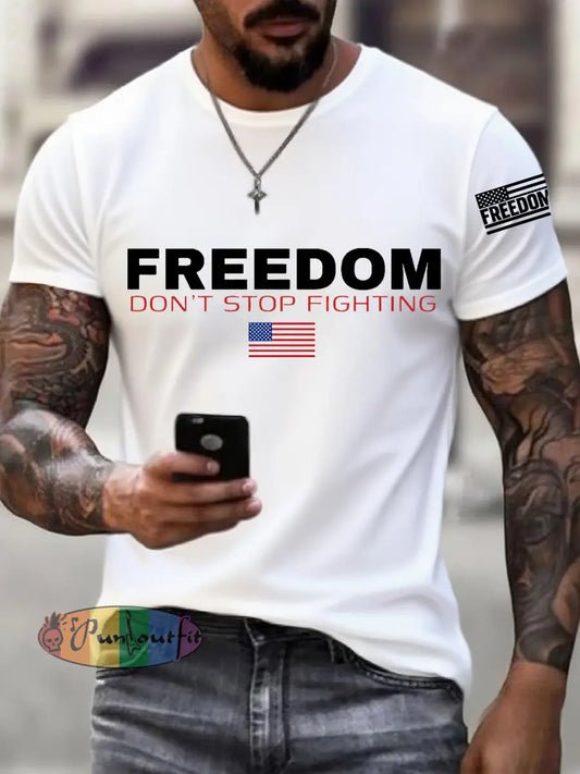 Men’s Freedom Don’t Stop Fighting R.I.P Charlie Kirk Tee White / S
