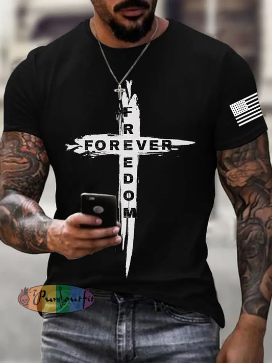 Men’s Freedom Forever Print T-Shirt Black / S