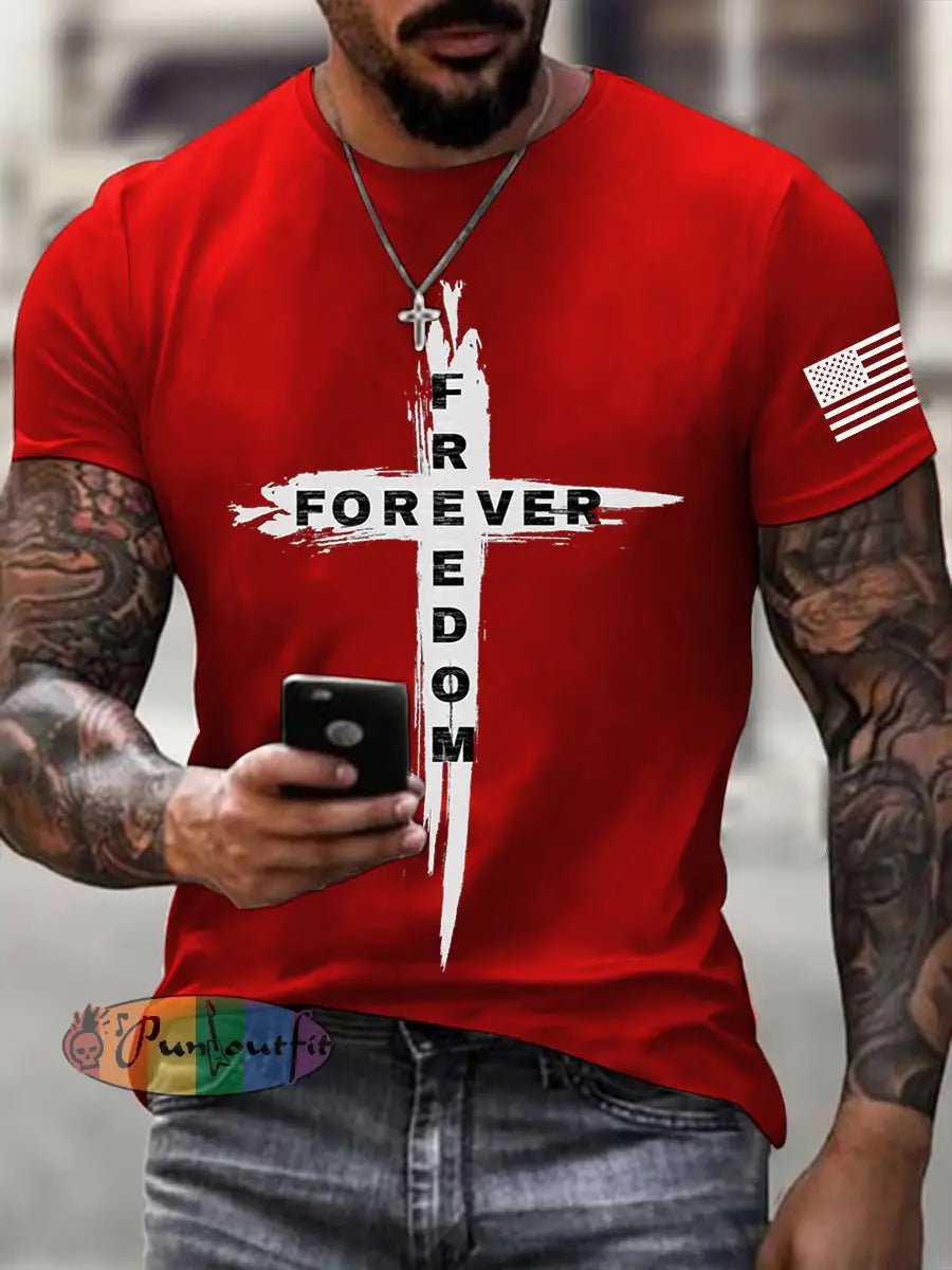Men’s Freedom Forever Print T-Shirt Red / S