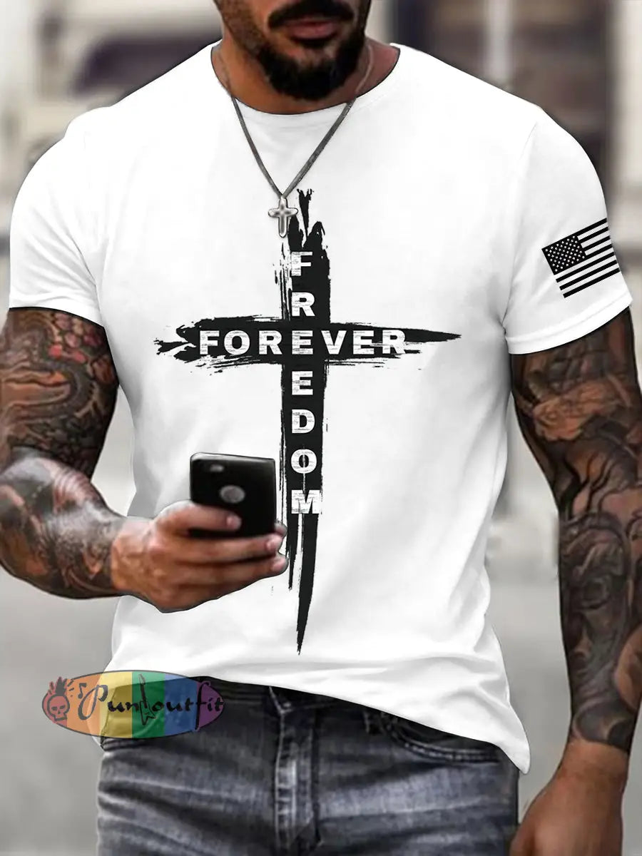 Men’s Freedom Forever Print T-Shirt White / S