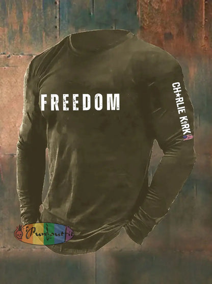 Men’s Freedom Is Not Free R.I.P Charlie Kirk Long Sleeve T-shirt Army Green / S