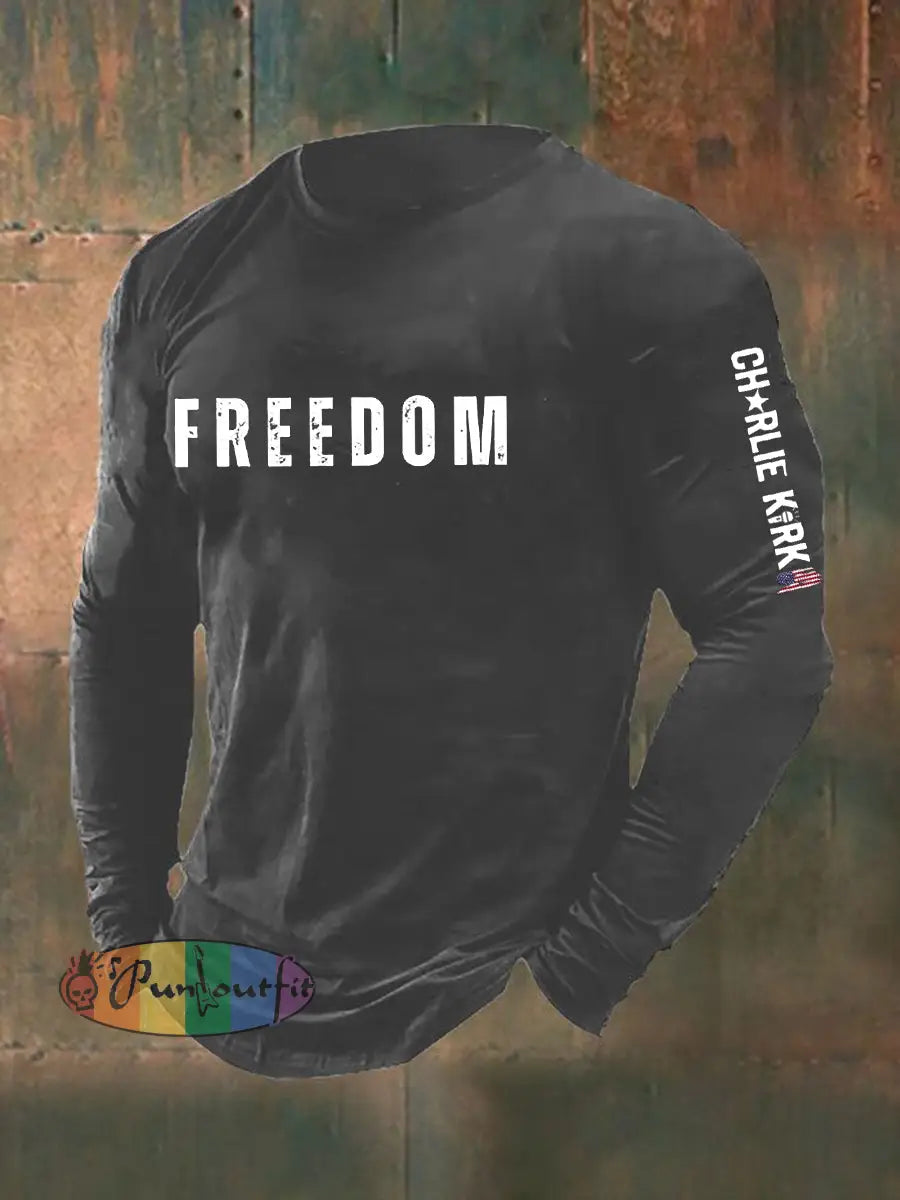 Men’s Freedom Is Not Free R.I.P Charlie Kirk Long Sleeve T-shirt Dark Gray / S