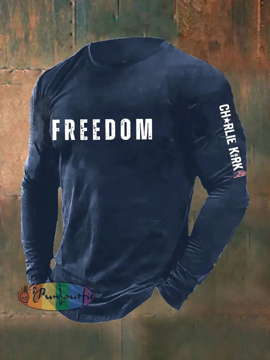Men’s Freedom Is Not Free R.I.P Charlie Kirk Long Sleeve T-shirt Navy Blue / S