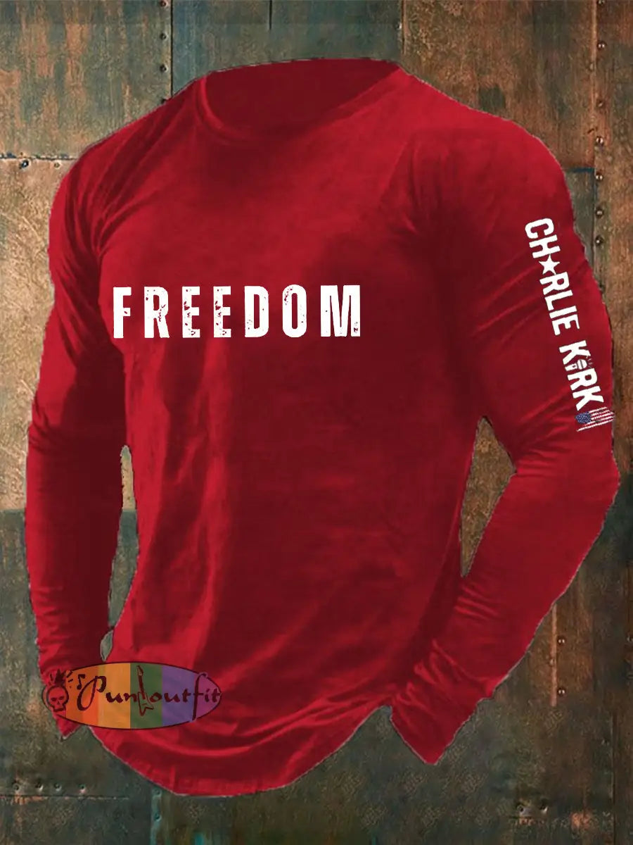 Men’s Freedom Is Not Free R.I.P Charlie Kirk Long Sleeve T-shirt Red / S