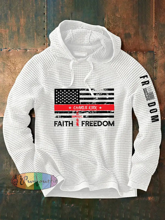 Men’s Freedom Is Not Free R.I.P Charlie Kirk Printed Long-Sleeved Sweatshirt White / S