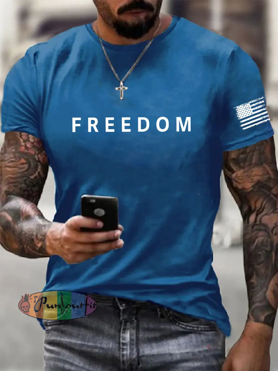 Men’s Freedom Is Not Free R.I.P Charlie Kirk Short Sleeve T-shirt Blue / S