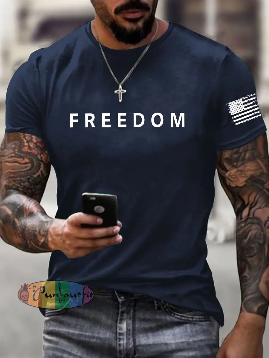 Men’s Freedom Is Not Free R.I.P Charlie Kirk Short Sleeve T-shirt Navy Blue / S