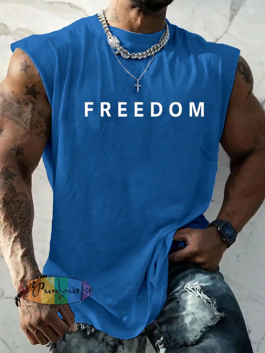 Men’s Freedom Is Not Free R.I.P Charlie Kirk Sleeveless Vests Blue / S