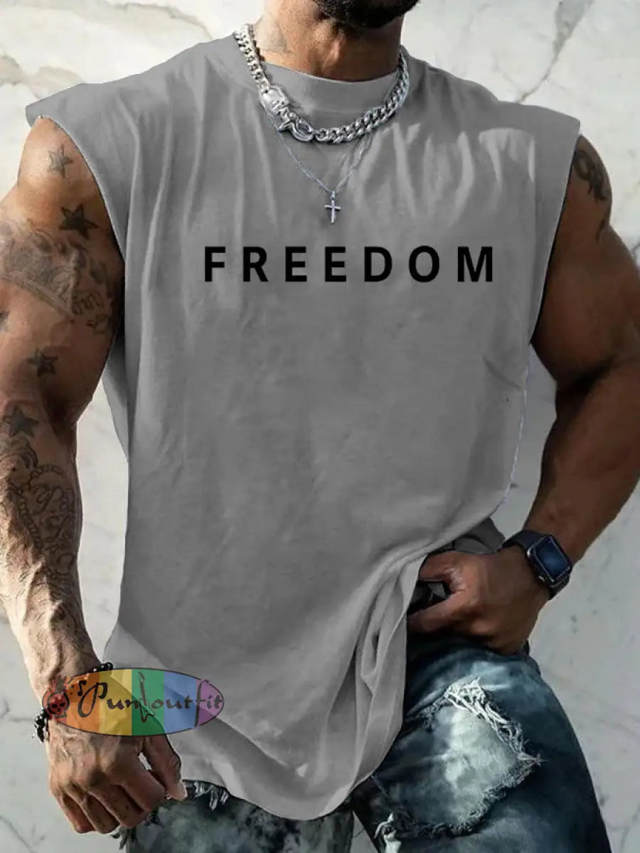 Men’s Freedom Is Not Free R.I.P Charlie Kirk Sleeveless Vests Light Gray / S