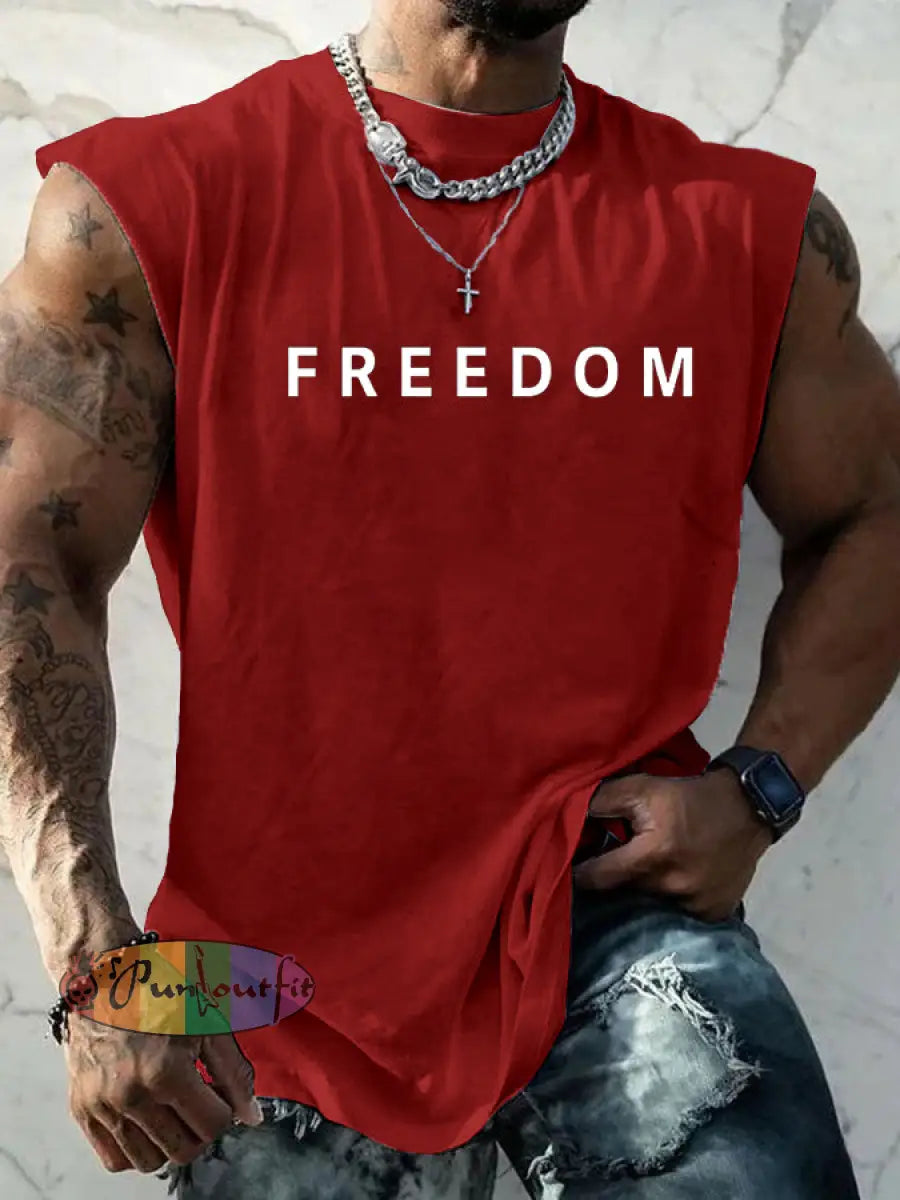 Men’s Freedom Is Not Free R.I.P Charlie Kirk Sleeveless Vests Red / S