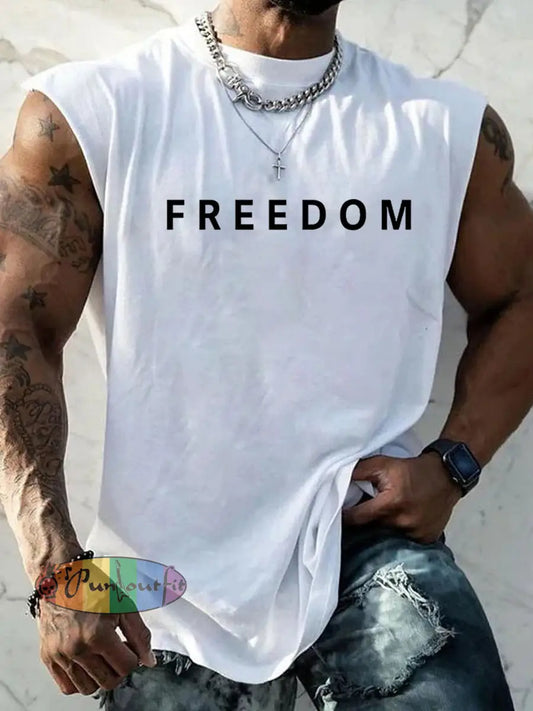 Men’s Freedom Is Not Free R.I.P Charlie Kirk Sleeveless Vests White / S