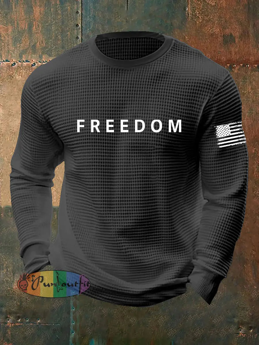 Men’s Freedom Is Not Free R.I.P Charlie Kirk Waffle Long Sleeve T-Shirt Dark Gray / S