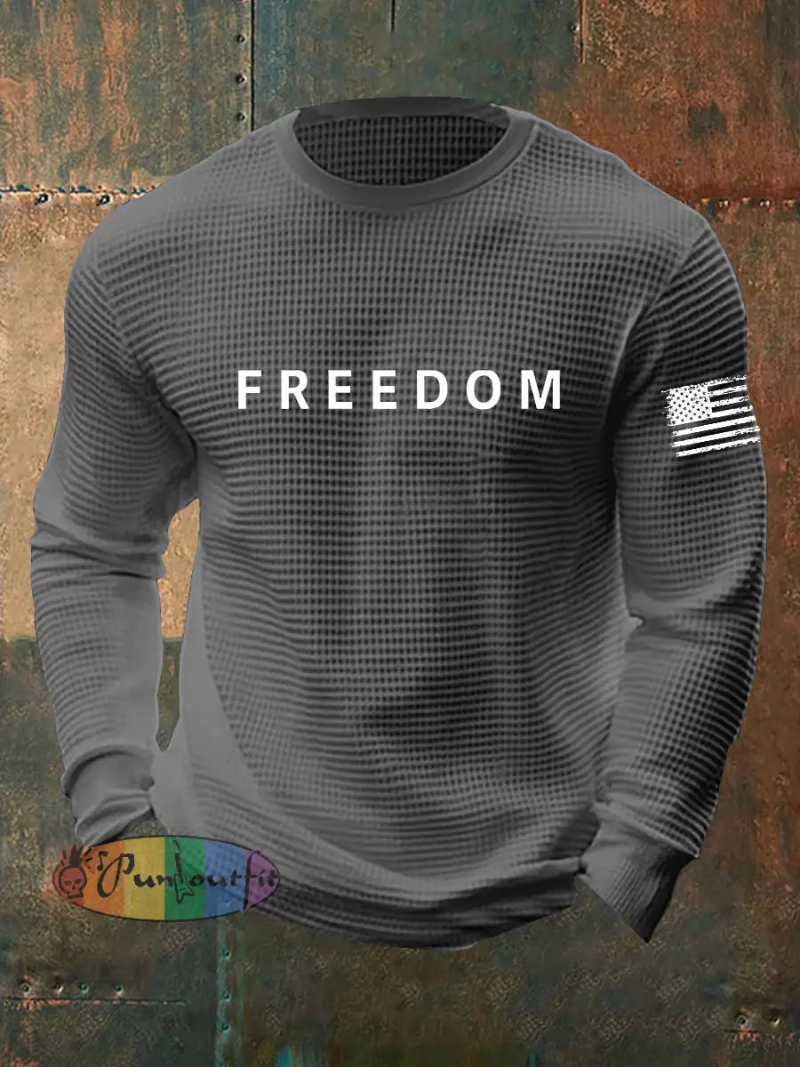 Men’s Freedom Is Not Free R.I.P Charlie Kirk Waffle Long Sleeve T-Shirt Light Gray / S