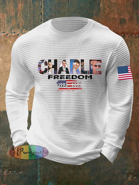 Men’s Freedom Is Not Free R.I.P Charlie Kirk Waffle Long Sleeve T-Shirt White / S