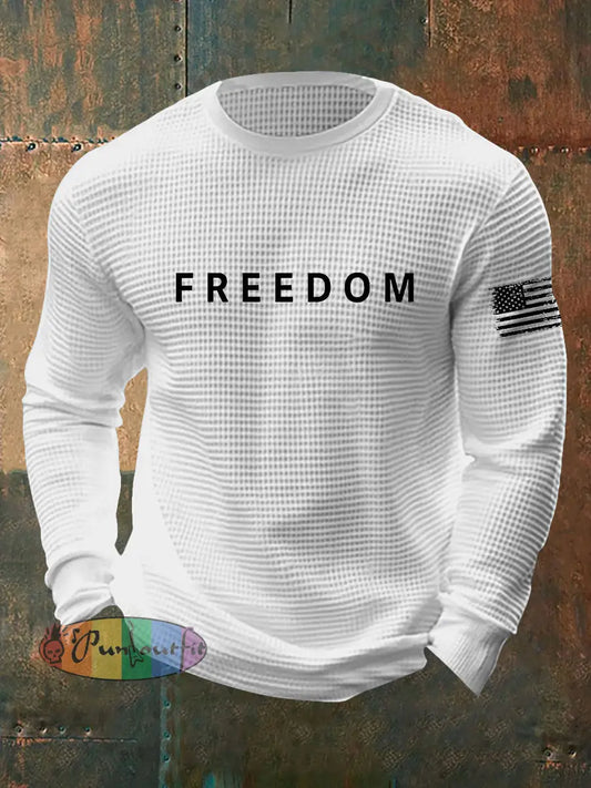 Men’s Freedom Is Not Free R.I.P Charlie Kirk Waffle Long Sleeve T-Shirt White / S