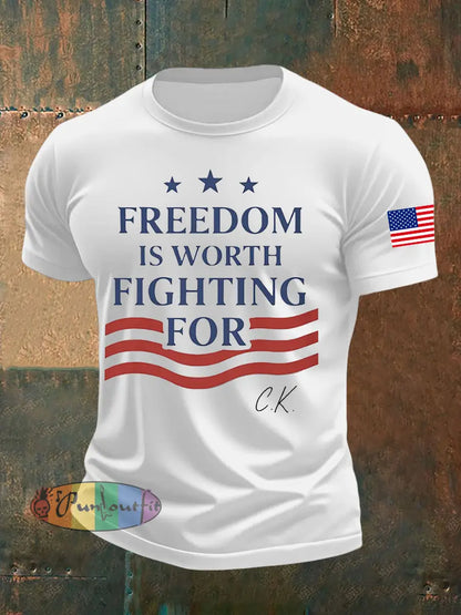 Men’s Freedom Is Worth Fighting For Printed T-shirt White / S