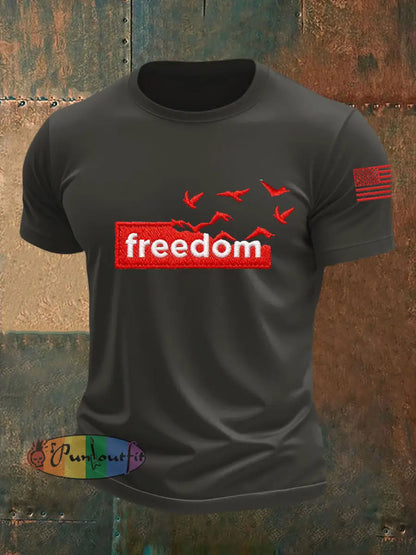Men’s Freedom Liberty Flag Short-sleeved T-shirt Dark Gray / S