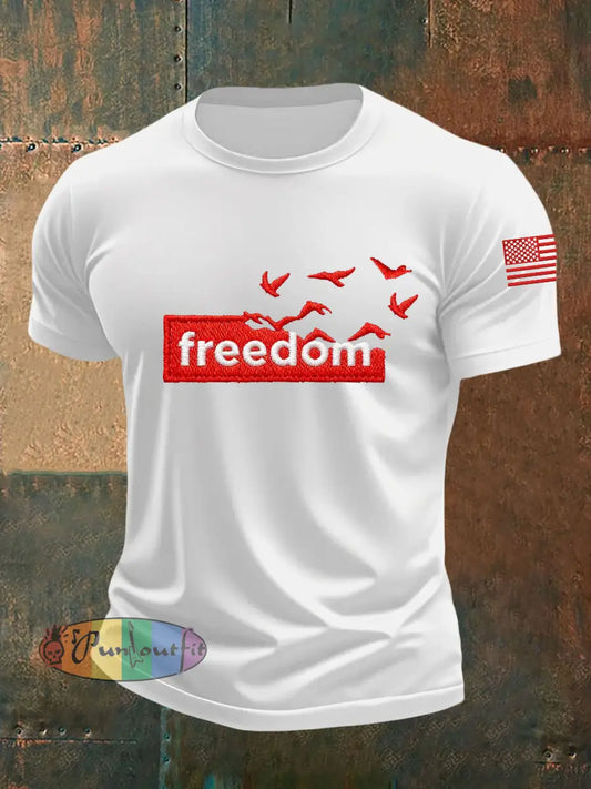Men’s Freedom Liberty Flag Short-sleeved T-shirt White / S