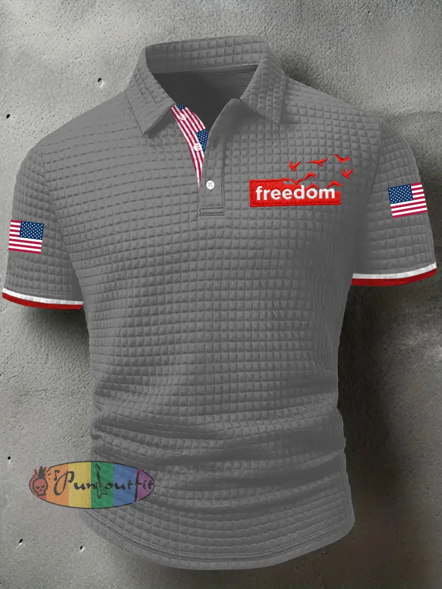 Men’s Freedom Liberty Flagshort Shirt Gray / S