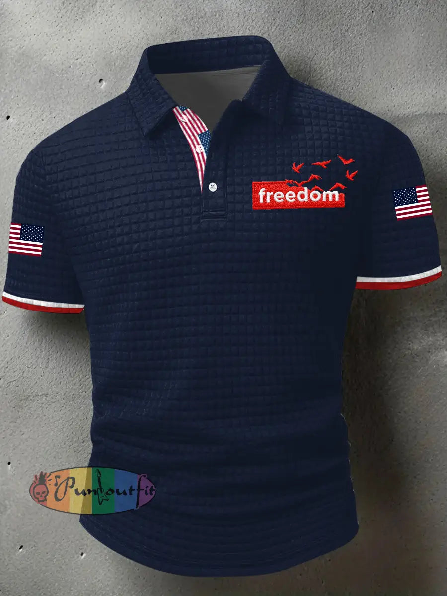 Men’s Freedom Liberty Flagshort Shirt Navy Blue / S