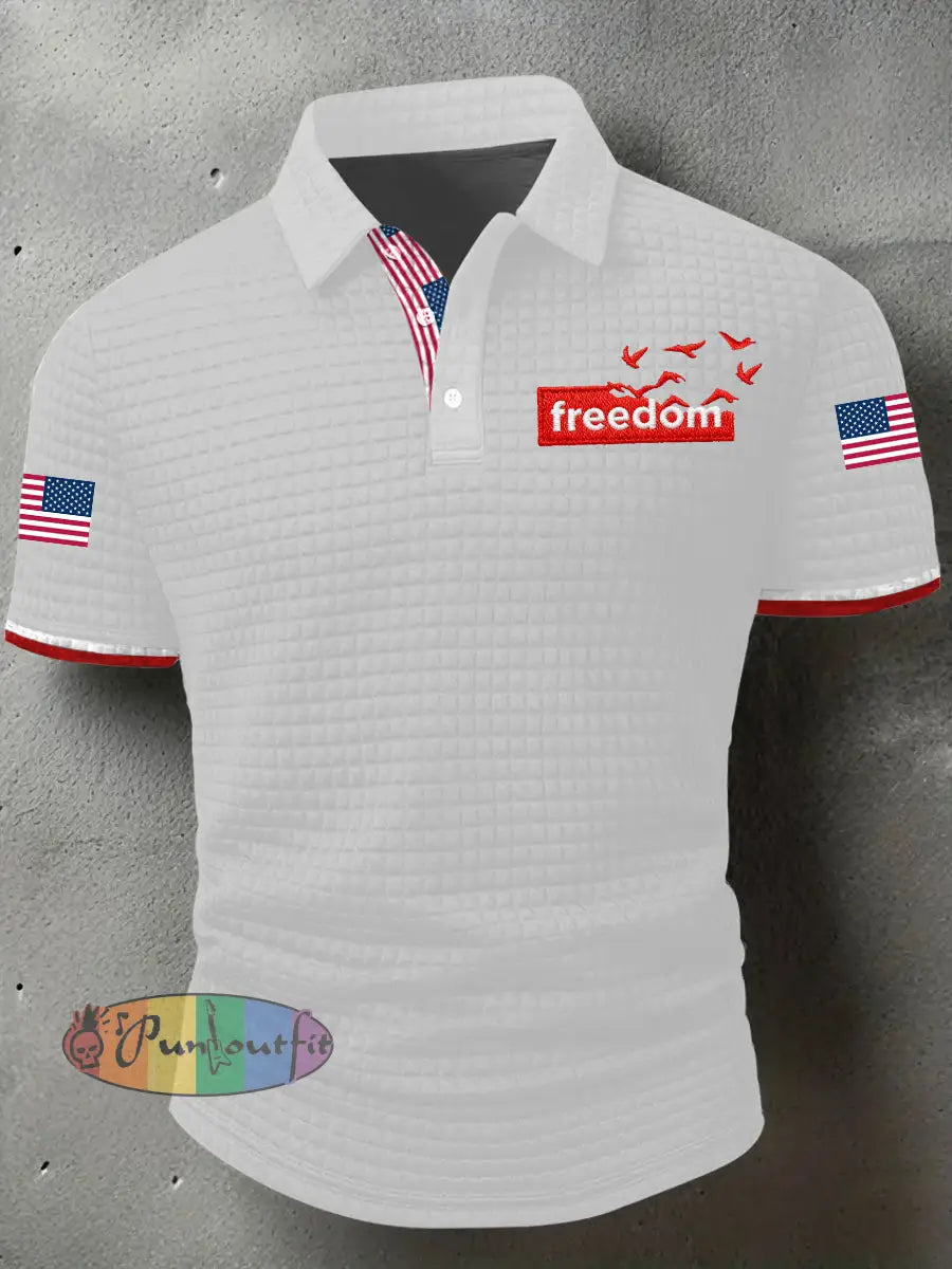 Men’s Freedom Liberty Flagshort Shirt White / S