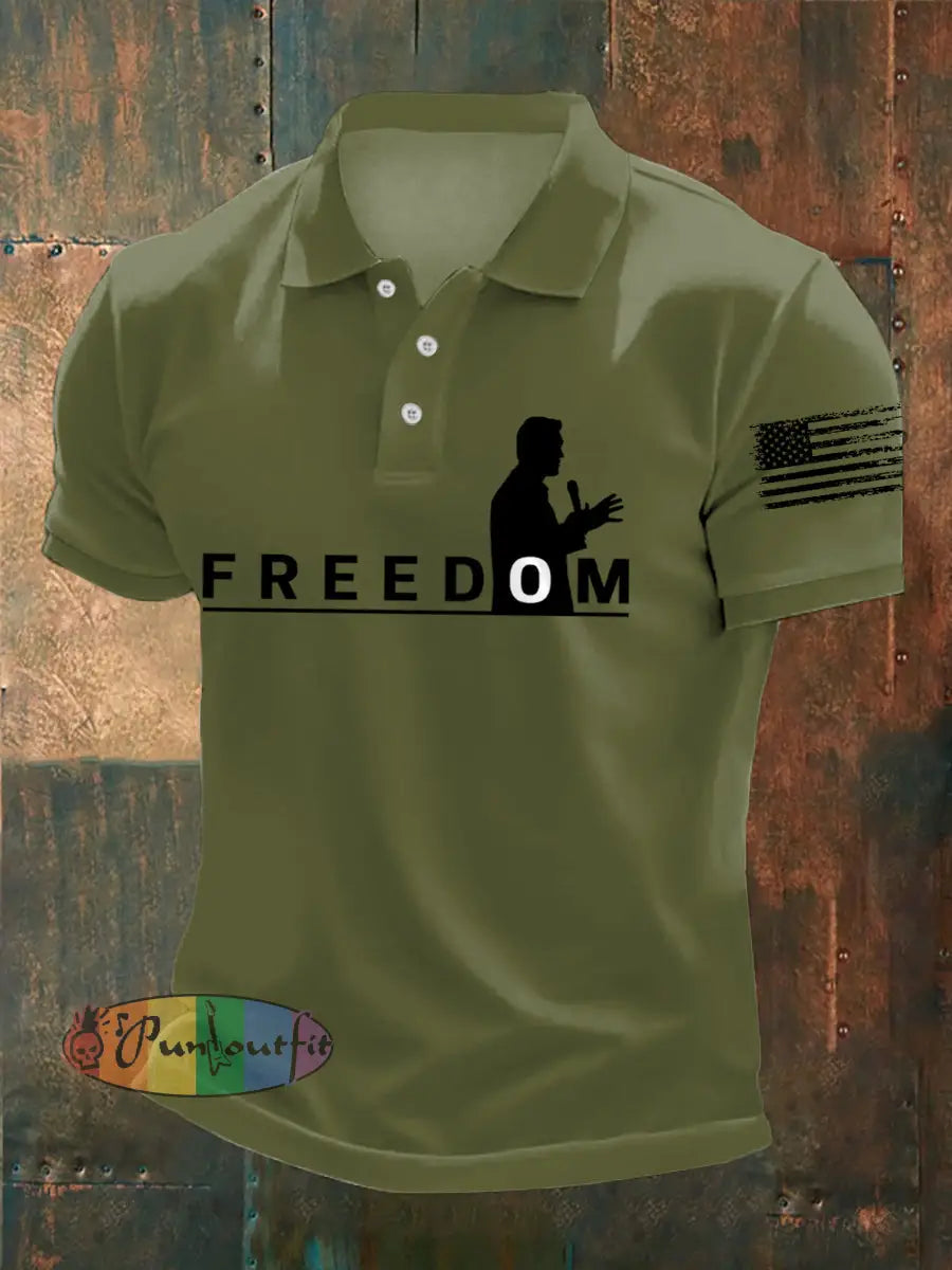 Men’s Freedom Print Shirt Army Green / S